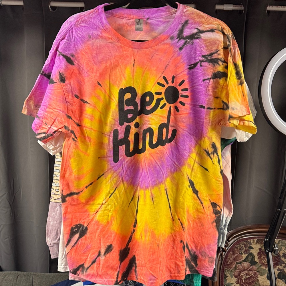 Gildan Adult Be Kind Tie-Dye T-Shirt - Orange, Pink, Purple